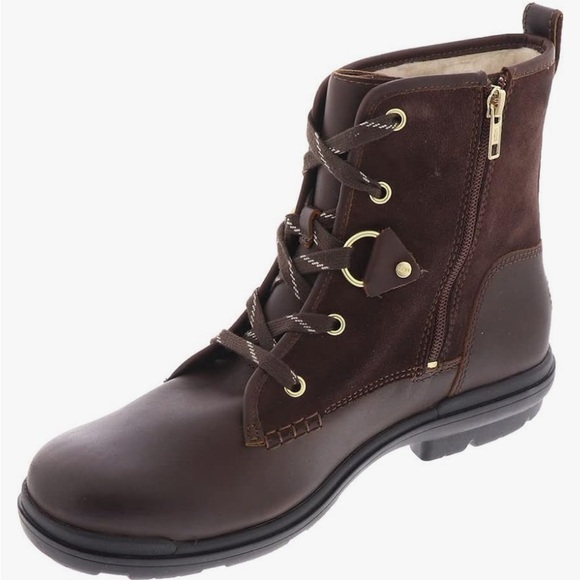 UGG HAPSBURG HIKER Brown Leather Lace-Up Boots brand new NO ORIGINAL BOX - Picture 1 of 15